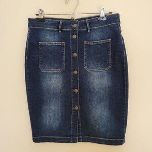 Monoprix femme | distressed denim pencil skirt | Size 38"